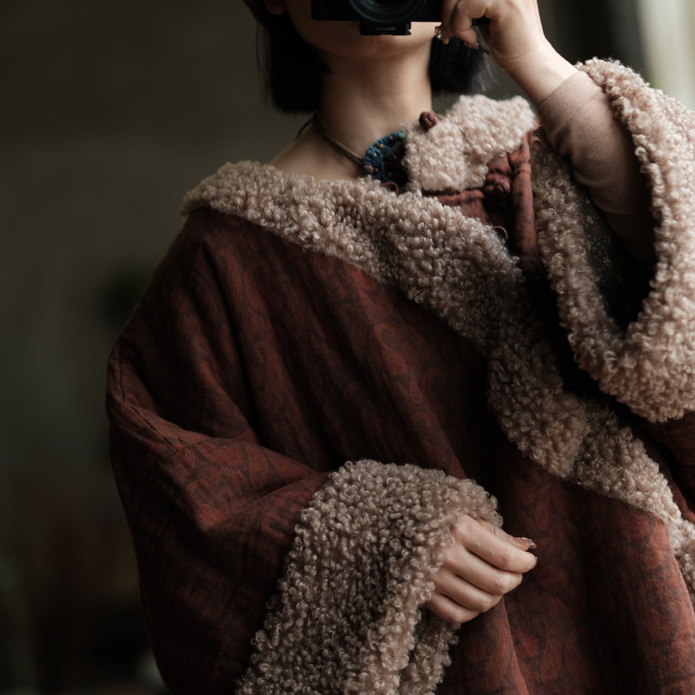Original Women's Clothing, Artistic Retro Sheep Wool Loose Cotton Coat, Women's Winter High-End Jacket 2231 Hanchan
