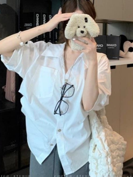 白色老钱风气质长袖衬衣女装秋季高级感皱褶收腰显瘦小众衬衫上衣|undefined