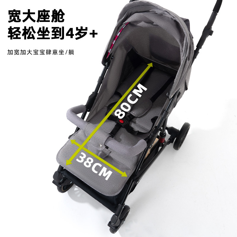 Carrinos de cuatro ruedas para bebés al por mayor para sentarse y acostarse, bebés durmiendo ligero, plegable, portátil, mango ajustable, altura de amortiguación