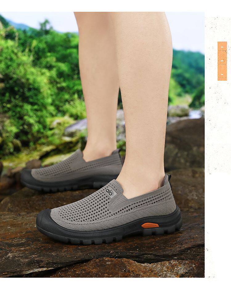 Giày lười nam vải dệt lưới thoáng khí kiểu cổ điển, đế bằng, mang nhẹ nhàng — Giày thể thao nam QQ Flyknit - Màu đen [Đóng hộp], QQ nam dệt kim - màu nâu [hộp], QQ nam dệt kim - màu xám [hộp] chi tiết 15