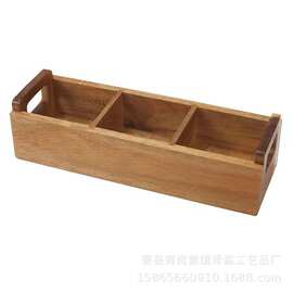 手提式办公室桌面咖啡储物盒木制茶包收纳盒实木多格杂物整理盒