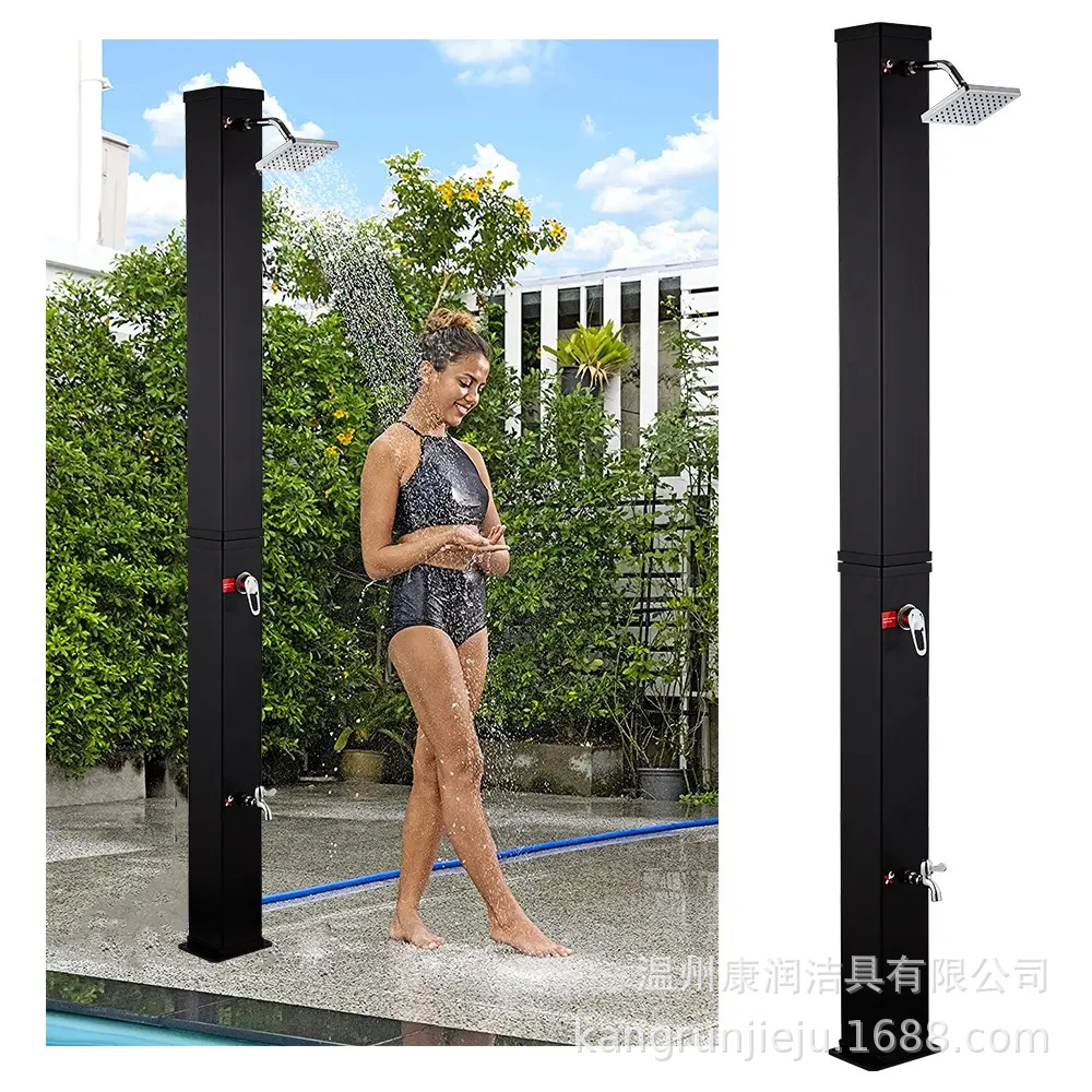 Wenzhou Kangrun 40L negro de gran capacidad cuadrada forma solar al aire libre bañador de arena columna de ducha