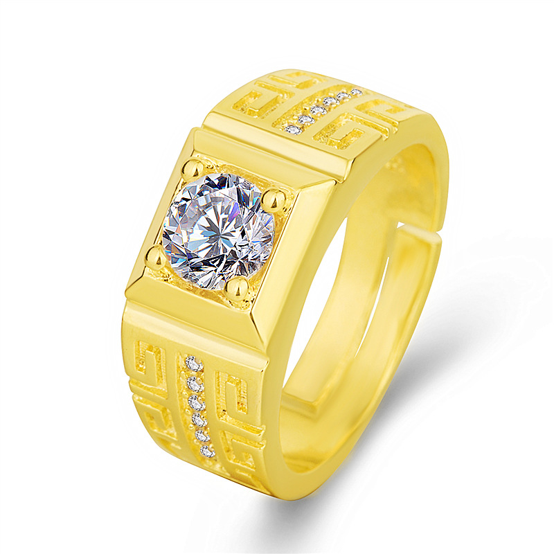 European And American Men's Dominant Zircon Open Hot-Selling Korean Version Great Wall Texture High Carbon Diamond_voghion.com