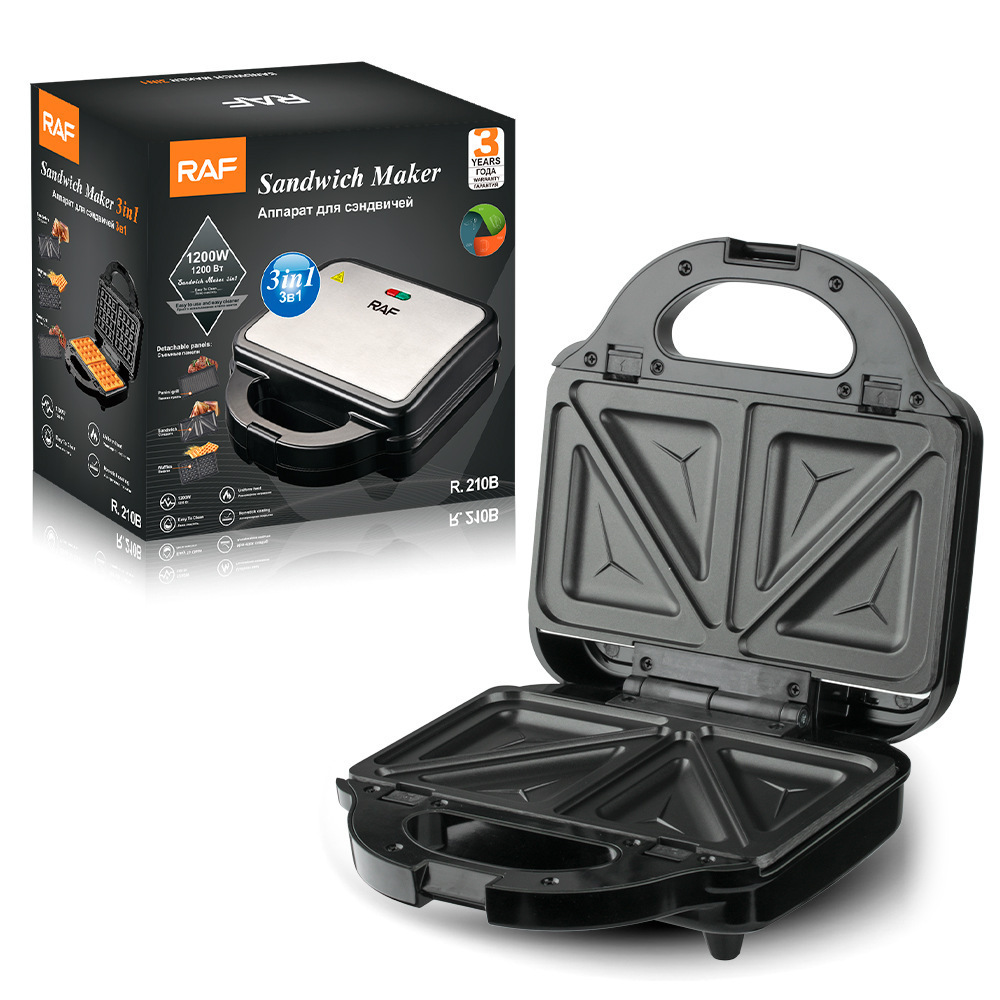 RAF Euro transfronterizo 3 - en - 1 máquina de desayuno portátil máquina de waffles máquina de filete tostadora