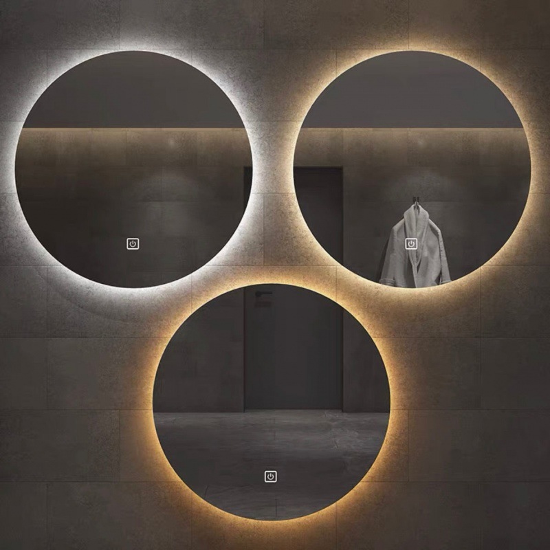 Espejo redondo inteligente de baño antifiebla espejo táctil con lámpara espejo de baño colgado en pared antifiebla espejo de maquillaje LED luminoso