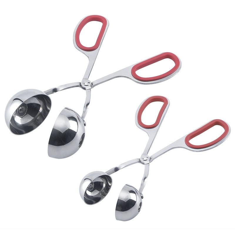 Spherical scissors stainless steel, mold, rubber rubber rings, handle, ice cream