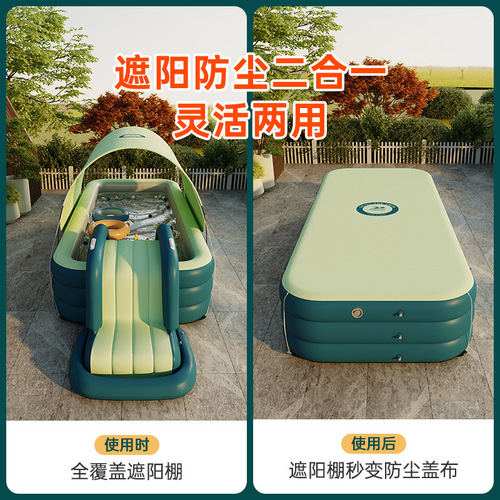 Children's automatic inflatable swimming pool, fully covered sunshade swimming pool, household folding adult paddling pool with covered bathing pool