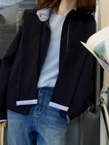 【巴黎格调】EL女装白鸭绒针织披肩保暖外套女25冬新款短款羽绒服|undefined