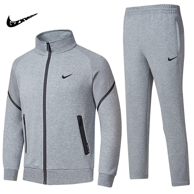 New Spring and Autumn Men's Casual Sports Suit, Men's Running Sportswear, Zip-Up Sweatshirt and Jogger Pants Two-Piece Set