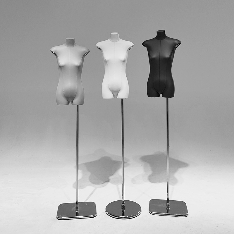 Cuero coreano PU modelo de cuerpo plano accesorios tienda de ropa de mujer mitad plano pecho pequeño estante de exhibición de ropa maniquí de ventana