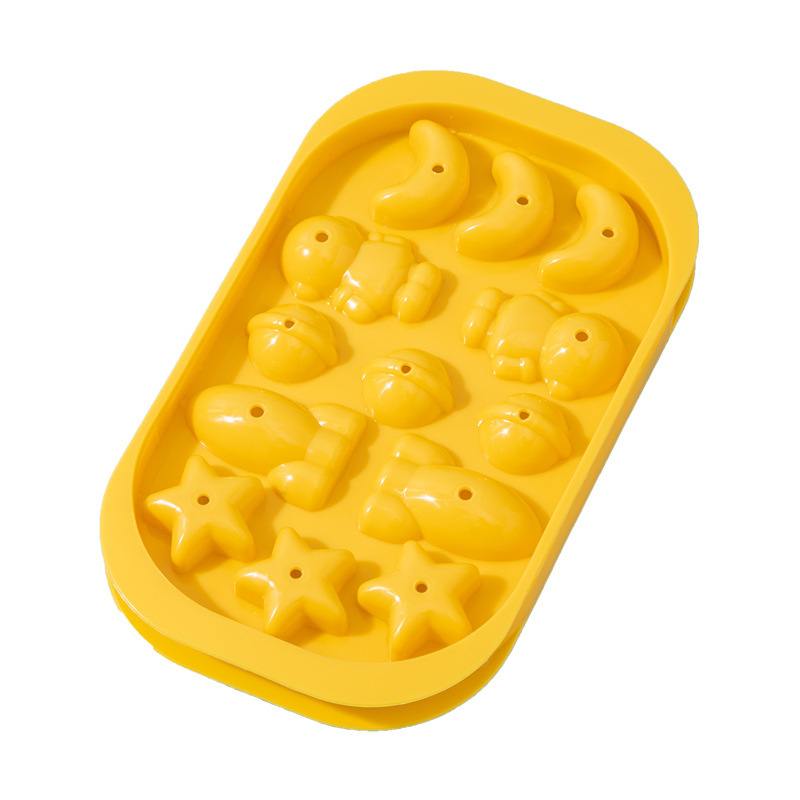 Cubo de hielo forma de dibujos animados refrigerador cubo de hielo congelado molde con tapa casera comestible redondo hockey sobre hielo cubo de hielo caja de hielo de plástico