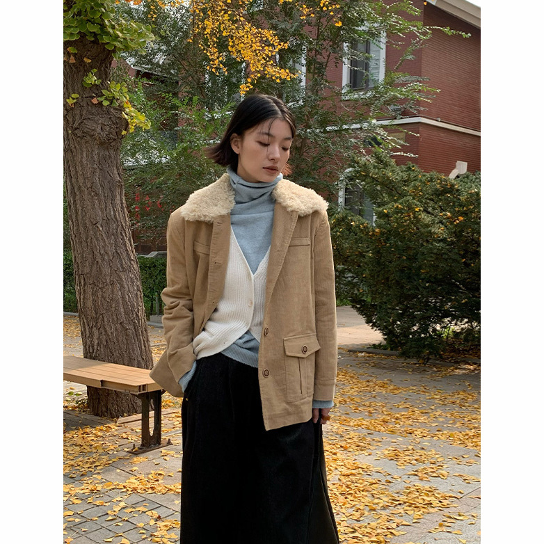 【特价不退不换】毛领灯芯绒女式外套女外套2025新款秋冬251323
