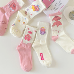 Sneakers Socks Autumn/Winter Japanese Pink Cartoon Socks for Girls, Ins Trendy Spring/Autumn Cute Women's Knee-High Socks