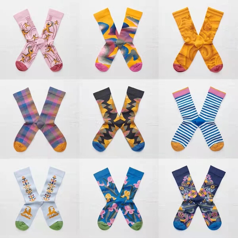 French Trendy Brand Bonne Maison Fashion Artistic Vintage Oil Painting Mid-barrel Trendy Socks Light Luxury French Temperament Women's Socks