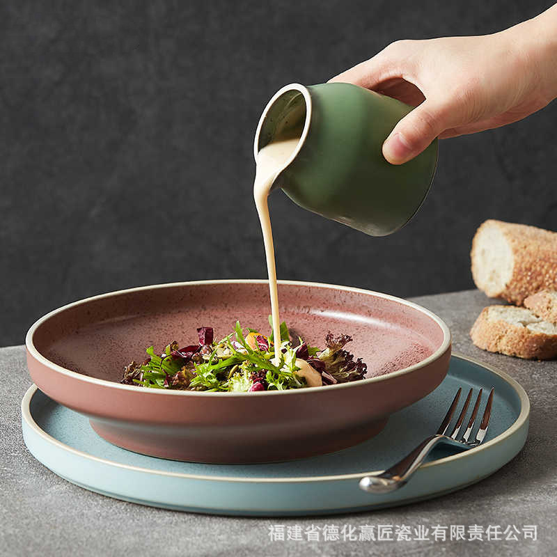 Kilno Lz nuevo hueso serie de ceniza de porcelana japonesa retro exquisita cubiertos caseros platos de sopa platos