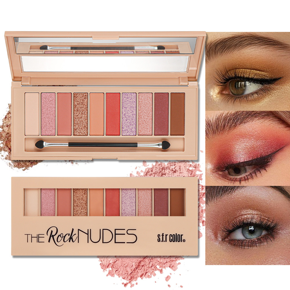 s.f.r color comercio exterior maquillaje fuente fábrica al por mayor mate perlada desarrollo de color 10 color sombra de ojos cepillo barato