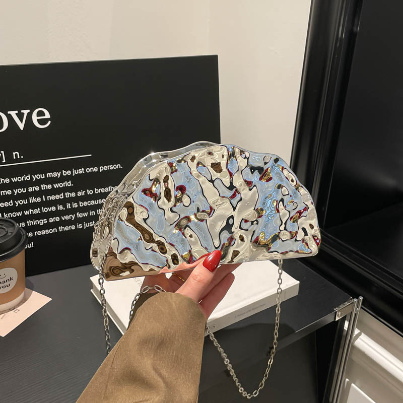 2025 New European & American Cross-Border Irregular Glossy Acrylic Dumpling Women's Fan-Shaped Evening Bag Handheld Crossbody Bag - Thumbnail 8