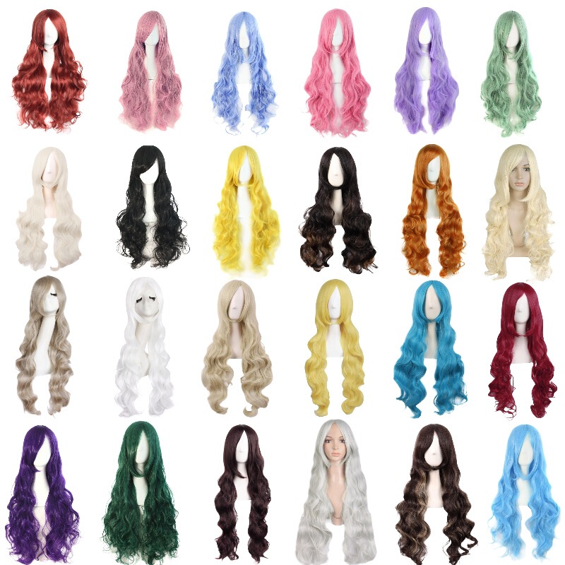 Amazon New Wig European and American Halloween Cosplay cosplay Colorful Spiral Curly Hair Headset