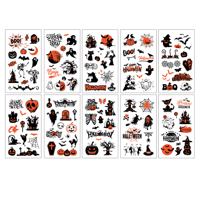 クロスボーダー新しい漫画ハロウィンタトゥーステッカーハイエンド子供のホリデーパーティー面白いカボチャタトゥーステッカー|undefined