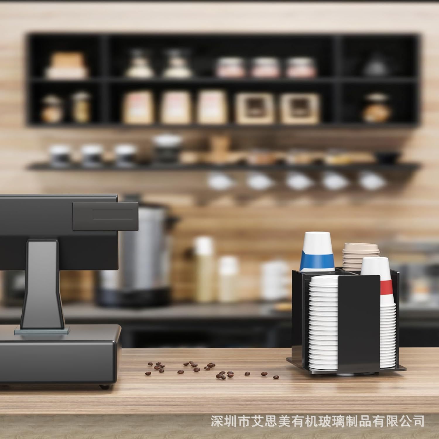 Tazas acrílicas rotativas almacenamiento de tazas de café de bebidas tienda de leche fábrica de almacenamiento de tazas