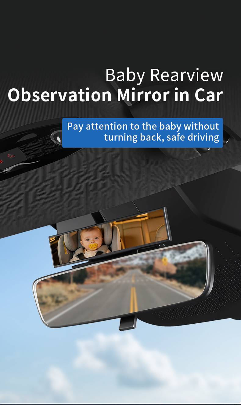 Multifunctional Car-Mounted Baby Observation Mirror, Rearview Auxiliary Mirror, High-Definition Wide-Angle Safety Seat Reflector, In-Car Blind Spot Mirror