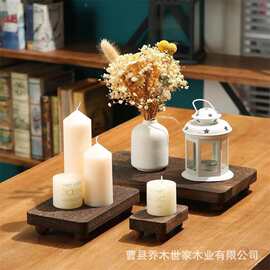 木质客厅桌面蜡烛底座托盘复古风卫生间护肤品支架厨房调料瓶底托