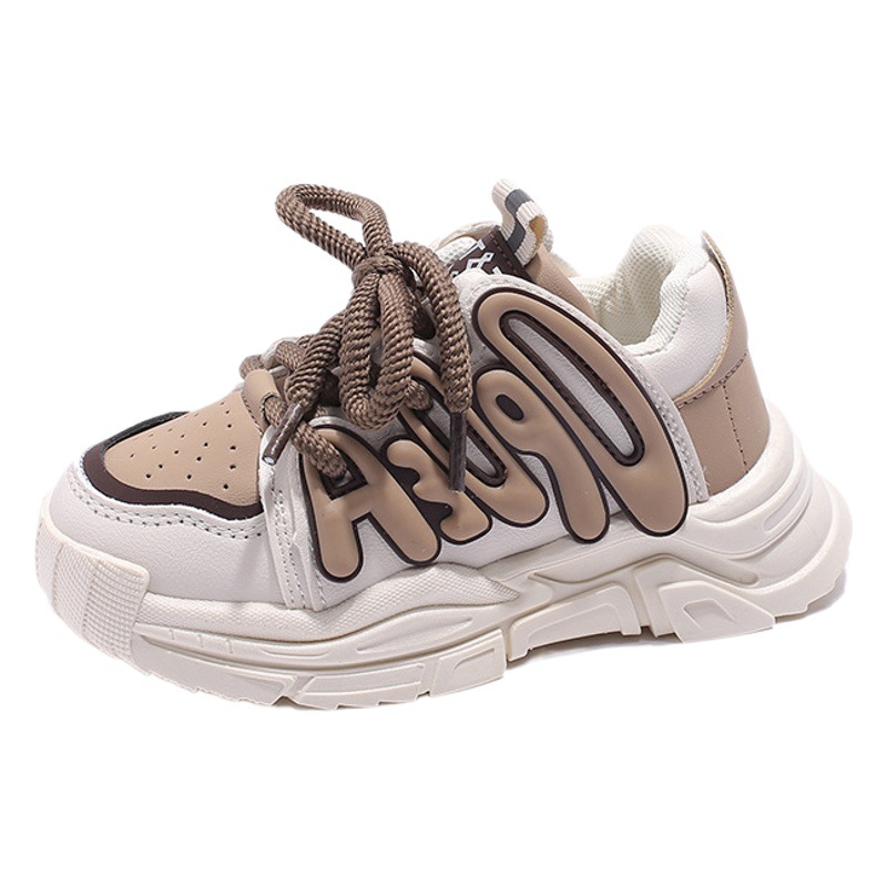 Zapatos para niños Otoño e Invierno zapatillas de deporte para niñas zapatos para niños zapatos de papá para niños letras de estilo coreano zapatos para correr para niños medianos y grandes de fondo suave