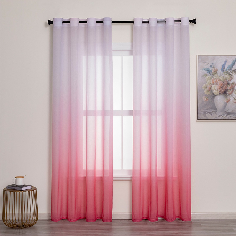 AliExpress cross-border exclusive modern simple solid color gradient window screen balcony living room semi-shading finished curtain fabric AliExpress cross-border exclusive modern simple solid color gradient window screen balcony living room semi-shading finished curtain fabric