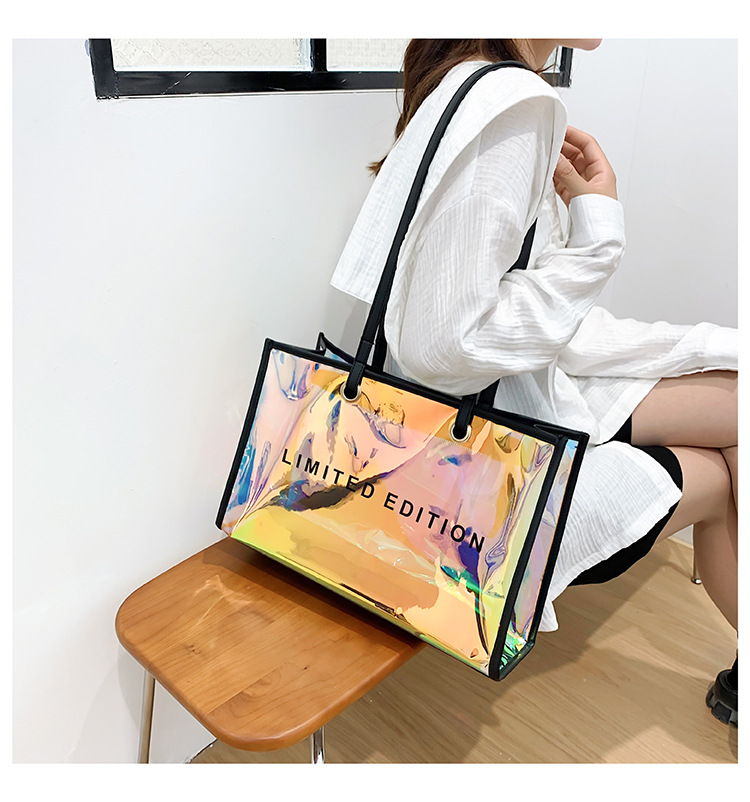 Streetwear Letter Transparent Square Zipper Tote Bag display picture 3