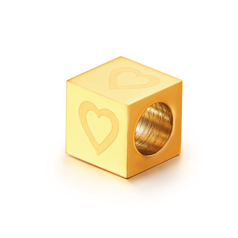 3g Weight Beads Jewelry Making Type DIY Jewelry Accessories Classification 1 Piece Quantity 304 Stainless Steel Material Square, Heart Shape Pattern Simple Style Style 1 Piece 304 Stainless Steel Square Heart Shape DIY Jewelry Accessories Beads 5