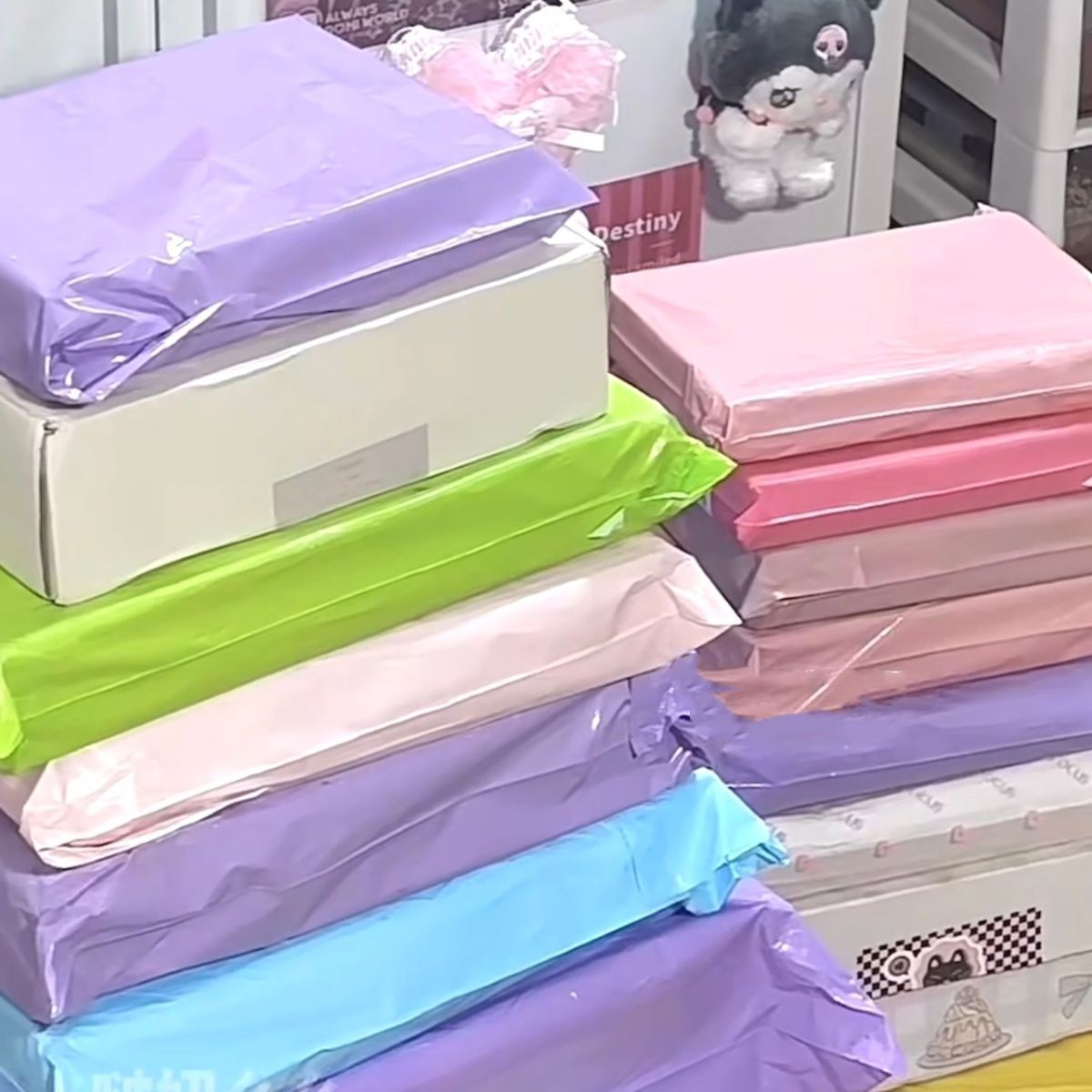 飞机盒包装袋彩色防水快递袋出卡打包物流发货保护袋快递袋25x35