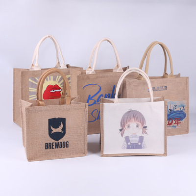 Manufactor Direct selling Jute Cloth bag Customized Film Linen gift Shopping bag Burlap Linen Handbag customized
