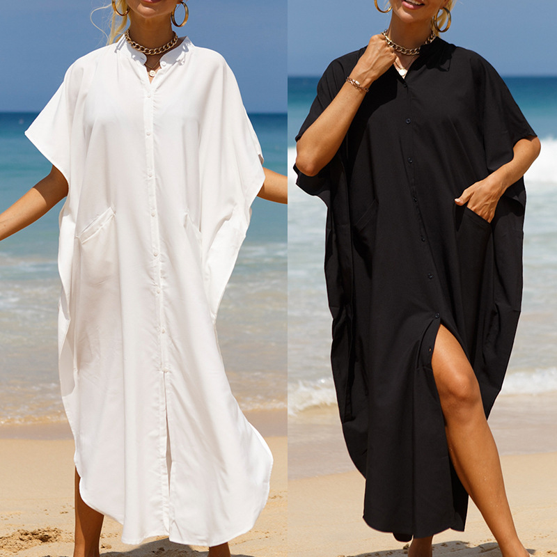 Cross-border European and American Cotton Shirt Sunscreen Cardigan Beach Blouse Vacation Dress Bikini Swimwear
