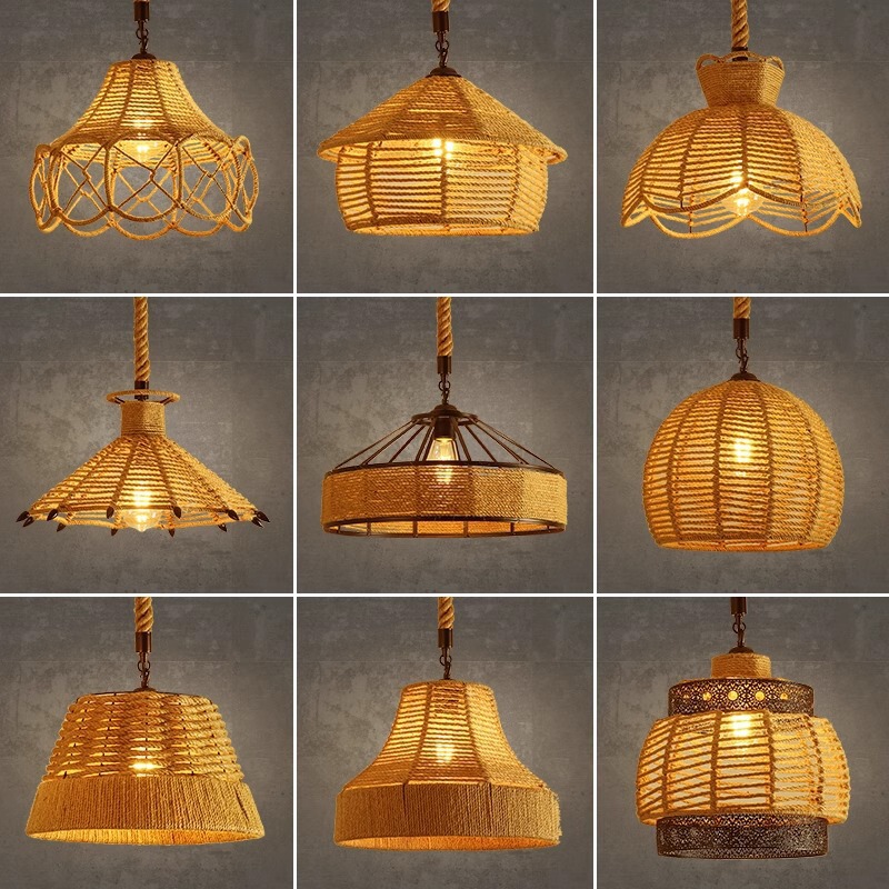 Hemp Rope Pendant Light for Commercial Use in Restaurants, Bedrooms, Bedside, Vintage Industrial Style, Homestay, Hotel, Tea Room, Wabi-Sabi Style Pendant Light
