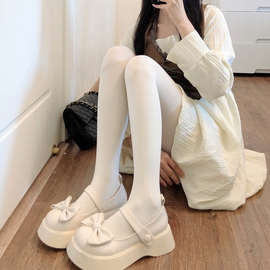 日系jk奶白色连裤袜女春秋光腿肉色丝袜天鹅绒lolita白色打底裤袜