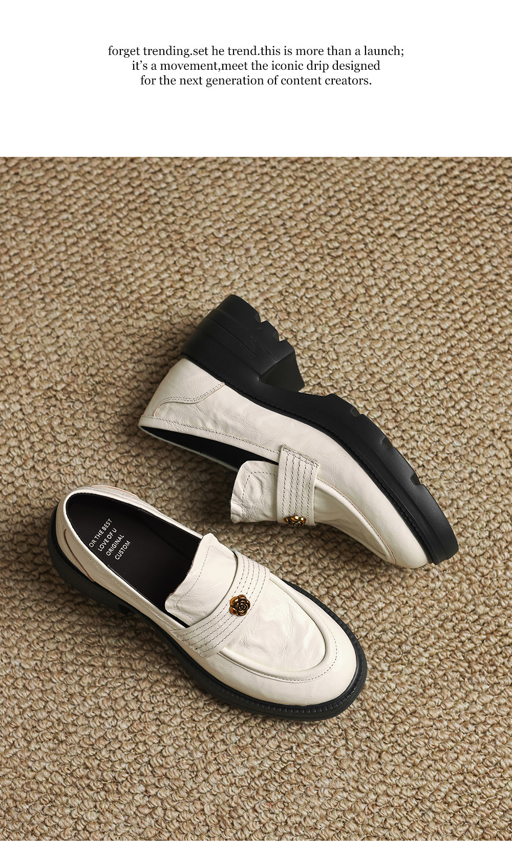 Giày loafer nữ mũi tròn gót vuông dày đế cao 6 cm da cừu — màu nâu chi tiết 25