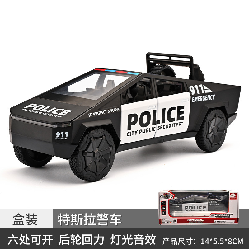 1:24 Ford Raptor policía coche de aleación tire hacia atrás con sonido y luz Ciudad vehículo especial Chenghai entrega al por mayor