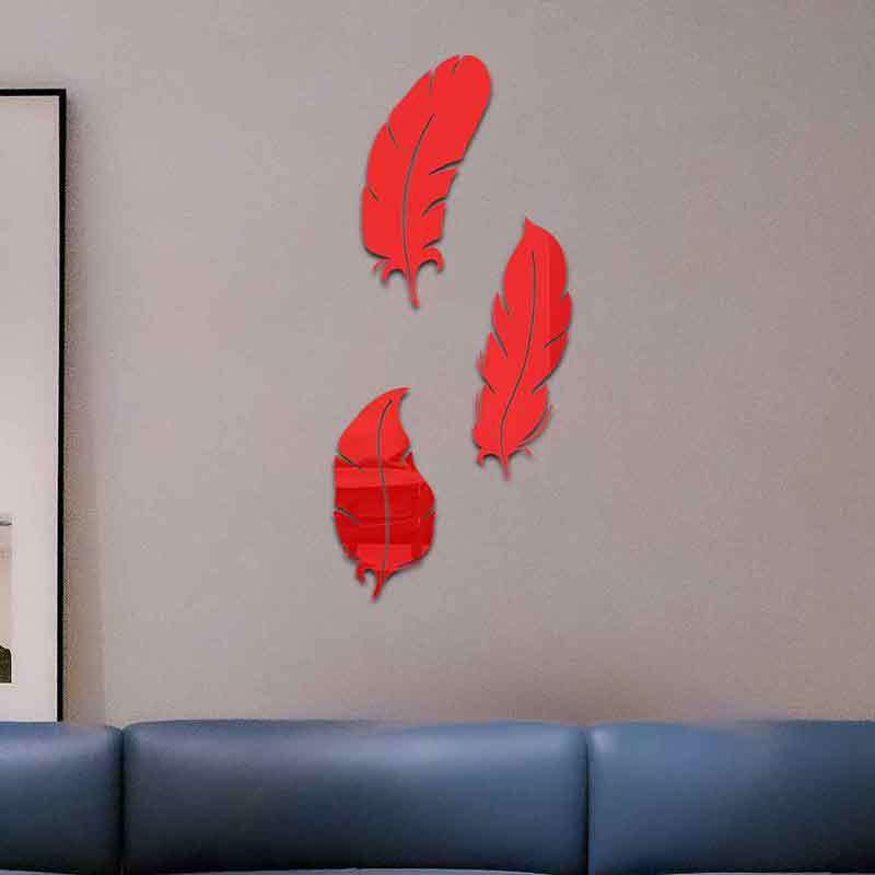 3d Nordic Style Acrylic Feather Mirror Wall Sticker For Home Decor_voghion.com