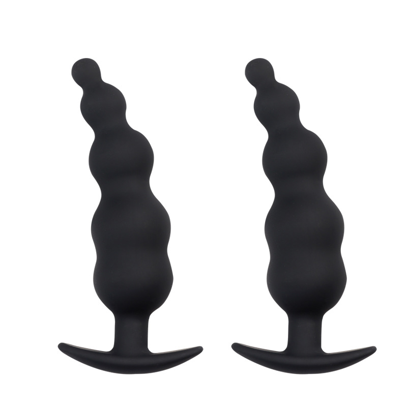 Silicone Anchor Curved Anal Plug with Five Beads, Manual Non-Vibrating Expansion Toy — detail image 6