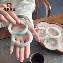 金丝玉手镯新疆天山翠玉昆仑玉石天然颜色戈壁翡翠色飘花玉石手镯