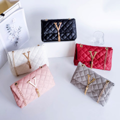 Bag Lady 2021 New Alphabet Fringe Embroidered Chain Small Square Bag Casual Single Shoulder Phone Bag Foreign Trade Small Bag Fashion
