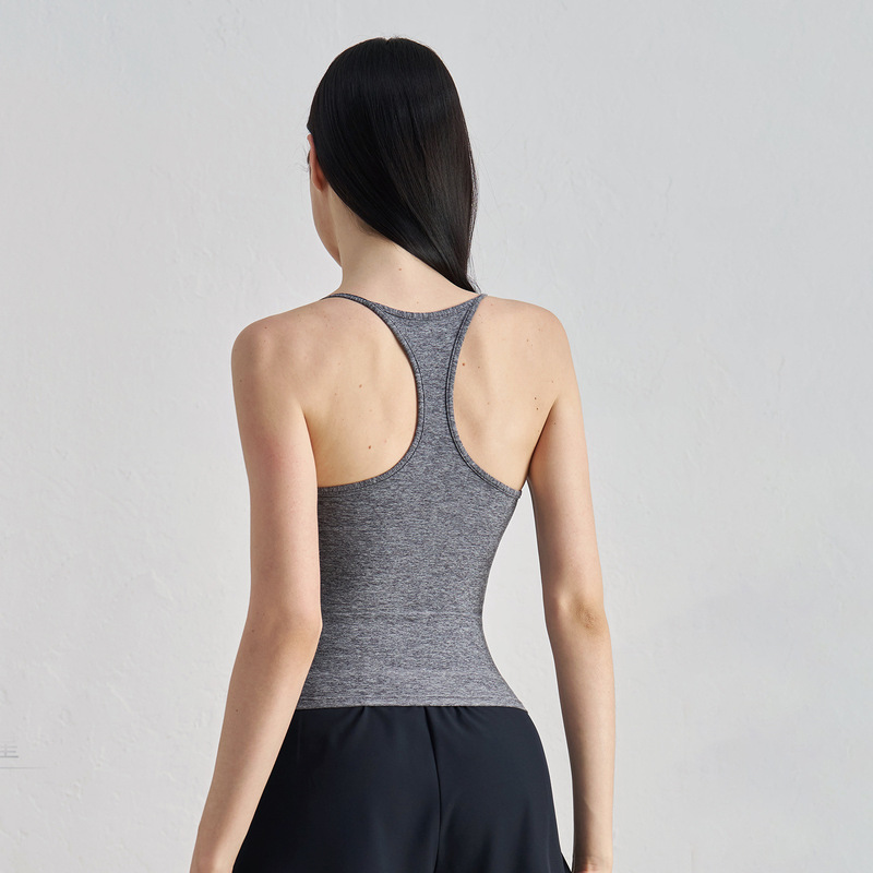 Aido Yoga Wear Sports Bra for Women with Chest Pads, Racerback Tank Top, Tight-Fitting Pilates Fitness Yoga Top for Outerwear
