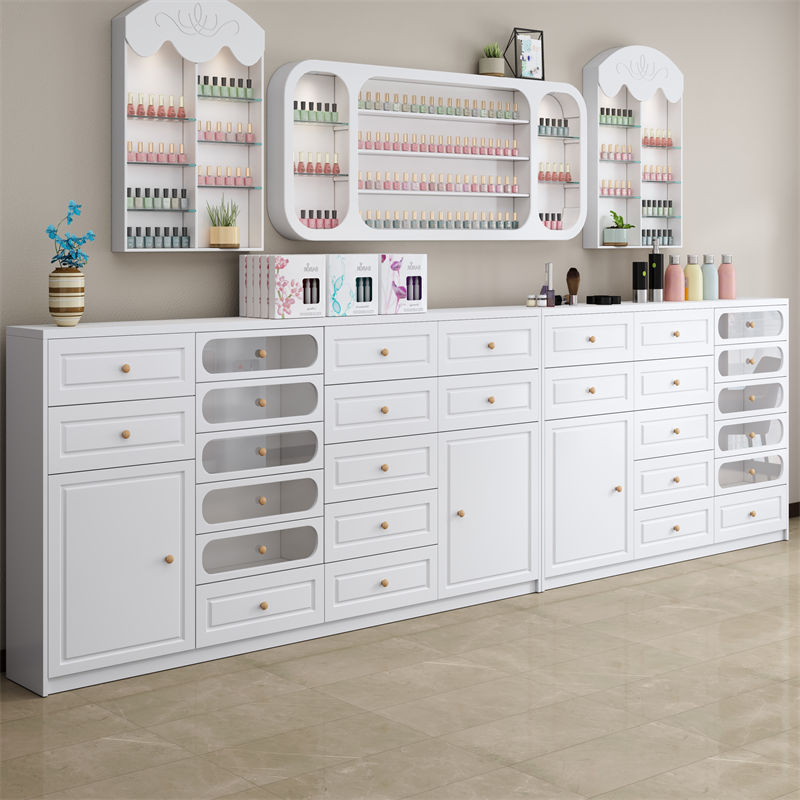 美甲店展示柜美甲柜子落地柜甲油胶收纳柜墙柜指甲油色板美甲边柜