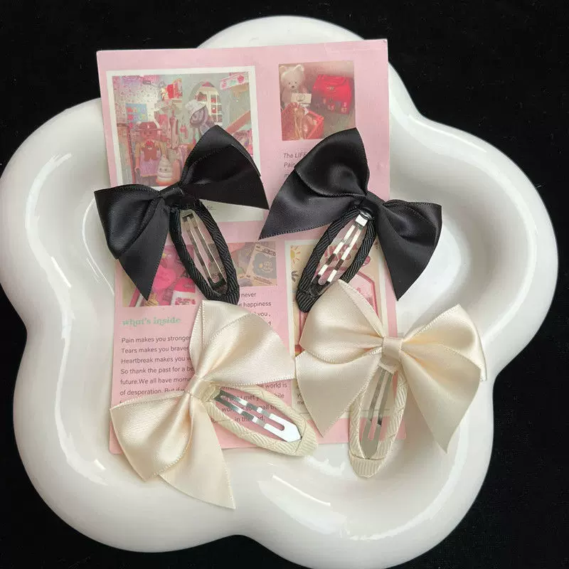 温柔蝴蝶结椭圆夹可爱甜美少女心bb夹学生发夹刘海侧边夹百搭头