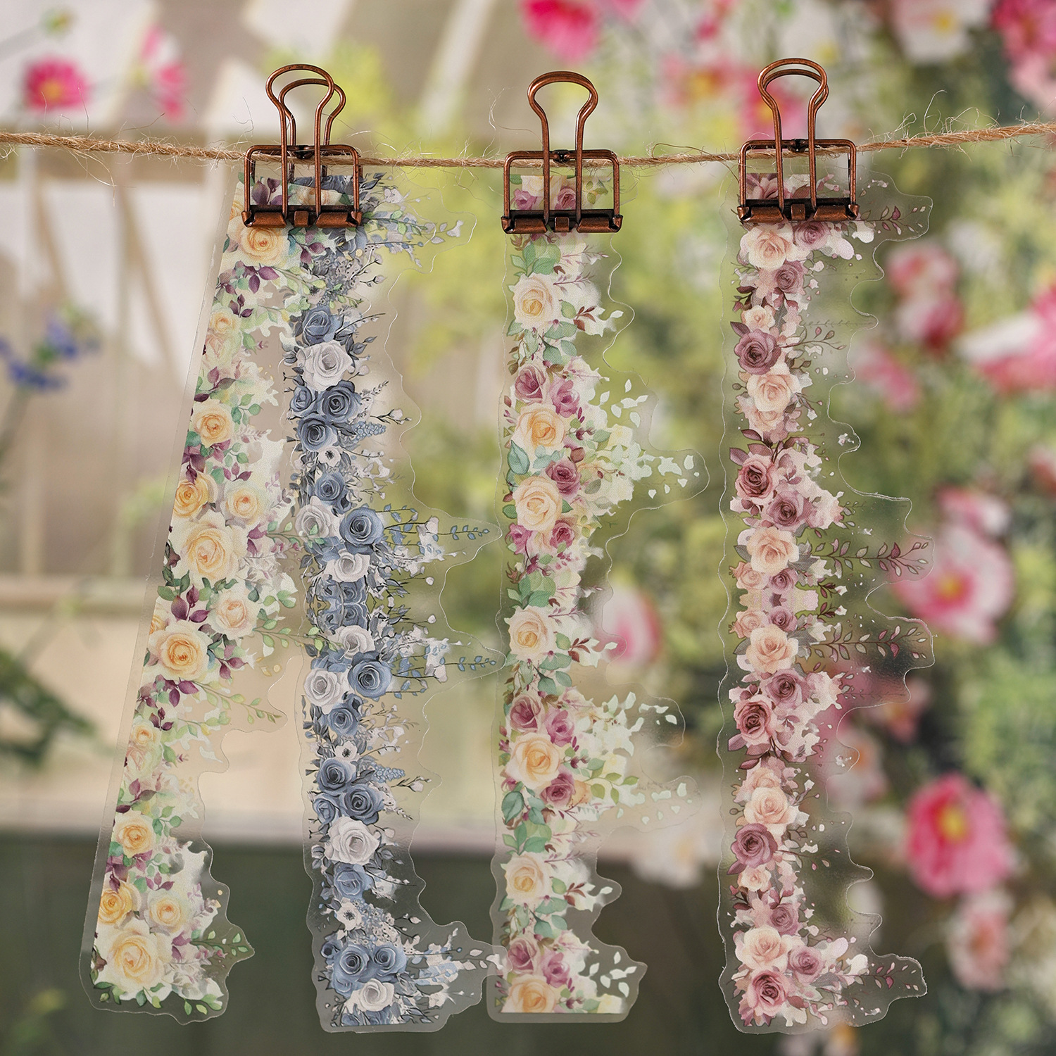 Yuanshan Huadai Series Pet transparente flor impermeable etiqueta de cuenta manual etiqueta de material de decoración de cuenta manual de bricolaje transfronterizo