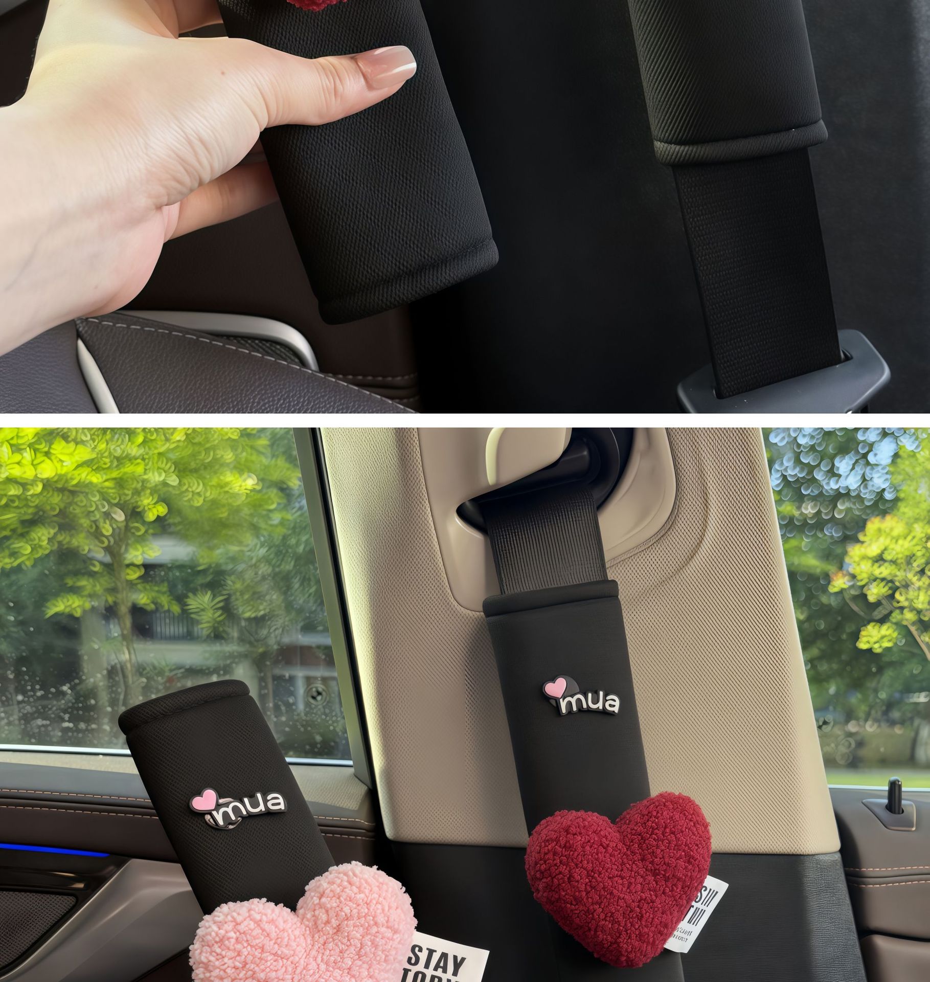 Seat Belt Shoulder Protector, Soft Anti-Wear Clothing, Breathable Anti-Strangle Shoulder Safety Belt Protective Cover, Universal Car Heart Decoration