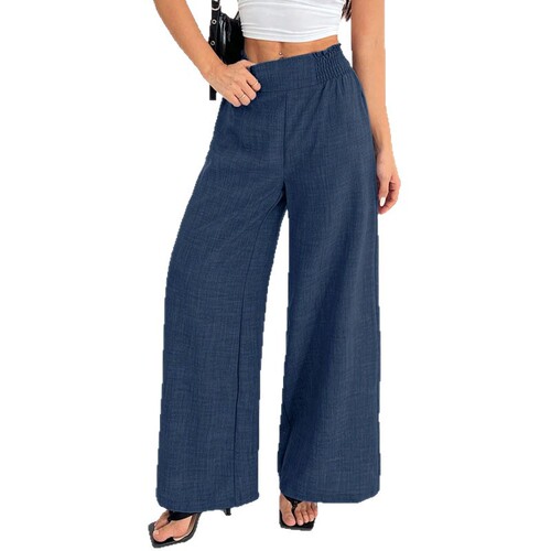 European and American cross-border women's clothing independent website Shein Amazon Temu solid color drawstring elastic wide-leg pants