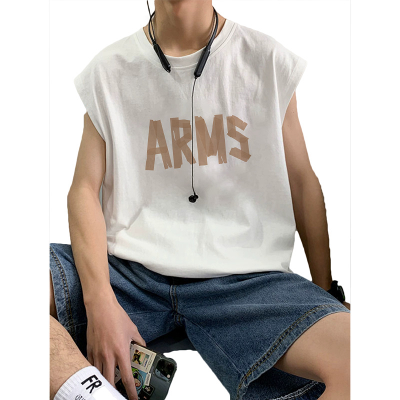 White Waistcoat Vest Men's Trendyy Handsome Sleeveless T-Shirt 2025 Summer New Casual Loose Sports Top