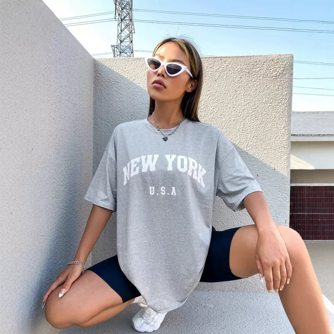 新款欧美夏季男女款短袖时尚透气纯棉短袖T桖New York USA印花t恤