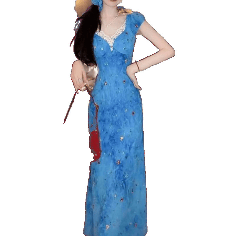 Lace blue summer dress